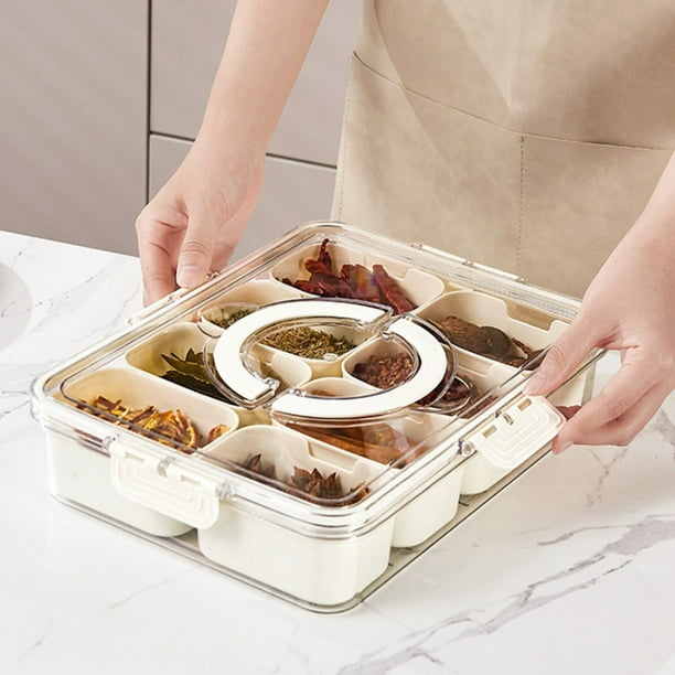 Divided Serving Tray with Lid Handle Snackle Box Charcuterie Container for  Portable Snack Platter Candy Fruits Organizer 