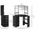 thumbnail image 3 of HOMCOM Corner Vanity Table, Makeup Desk with 3-piece Mirror and 5 Drawers, 3 of 10