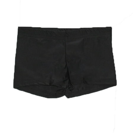 Girls Black Solid Color Stretchy Dancewear Booty Shorts