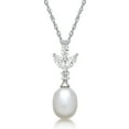 thumbnail image 3 of Brilliance Fine Jewelry 925 Sterling Silver Fancy Freshwater Pearl with Simulated White Diamond accent Boxed Set with Earring and Pendant, 18" Chain, 3 of 3