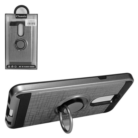 GSA Brushed Case w/Ring Stand for LG Aristo 4 Plus - Gray/Black