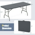thumbnail image 3 of Costway 6 ft Portable Folding Table with Wood Grain HDPE Tabletop Safe Lock Mechanism Gray, 3 of 10