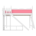 thumbnail image 6 of Leumius Queen Loft Bed Frame with Storage Shelves and Wardrobe, Solid Wood Loft Bed with Detachable Slide and Ladders for Kids Teens Adults Pink and White, 6 of 8