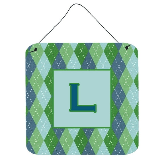 Letter L Initial Monogram - Blue Argoyle Wall or Door Hanging Prints