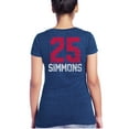 thumbnail image 3 of Women's Majestic Threads Ben Simmons Royal Philadelphia 76ers Name & Number Tri-Blend V-Neck T-Shirt, 3 of 3