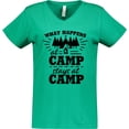 thumbnail image 3 of Inktastic What Happens at Camp Stays at Camp with Tent and Woods Women's V-Neck T-Shirt, 3 of 5