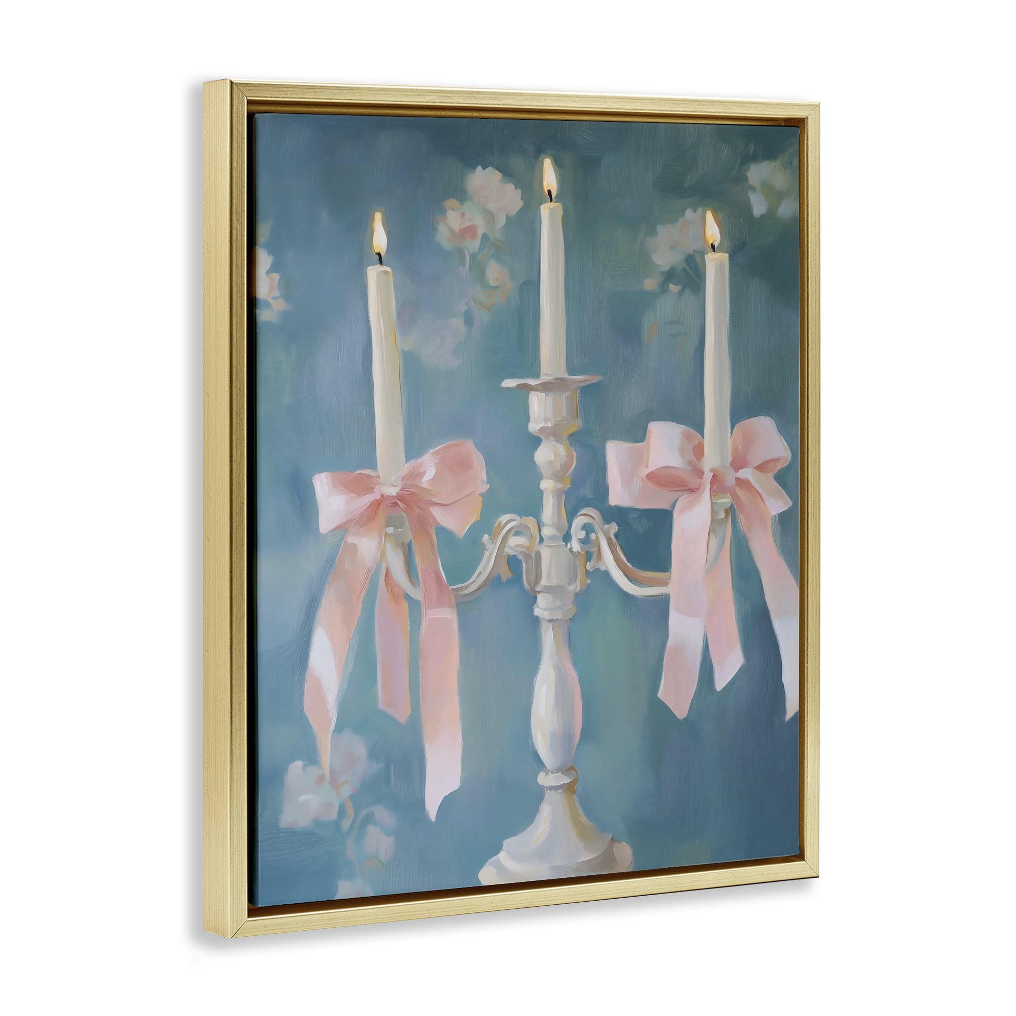 Stupell Industries Elegant Coquette Candelabra Gold Framed Floater Canvas Wall Art, design by The Prints Vibe