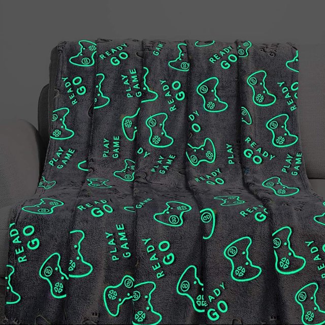 HOARBOEG Shining In The Dark Game Machine Soft Sleeping Strip Blanket Christmas Birthday Decoration Magical Light Throw 50x60 Inch
