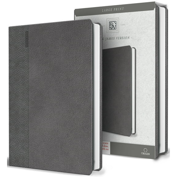 KJV Holy Bible Large Print Handy Size Gray Imitation Leather, (Paperback)
