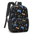 thumbnail image 2 of Game Controller Black Pattern 17" School Backpacks for Teens,Waterproof Oxford Fabric,S-Shape Padded Straps for School,Travel,Hiking,Camping, 2 of 6