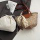thumbnail image 2 of Bolso Mano Tejido Paja para Mujer Bolsos Playa Verano Viajes Al Aire Libre (cinta Marrón), 2 of 8