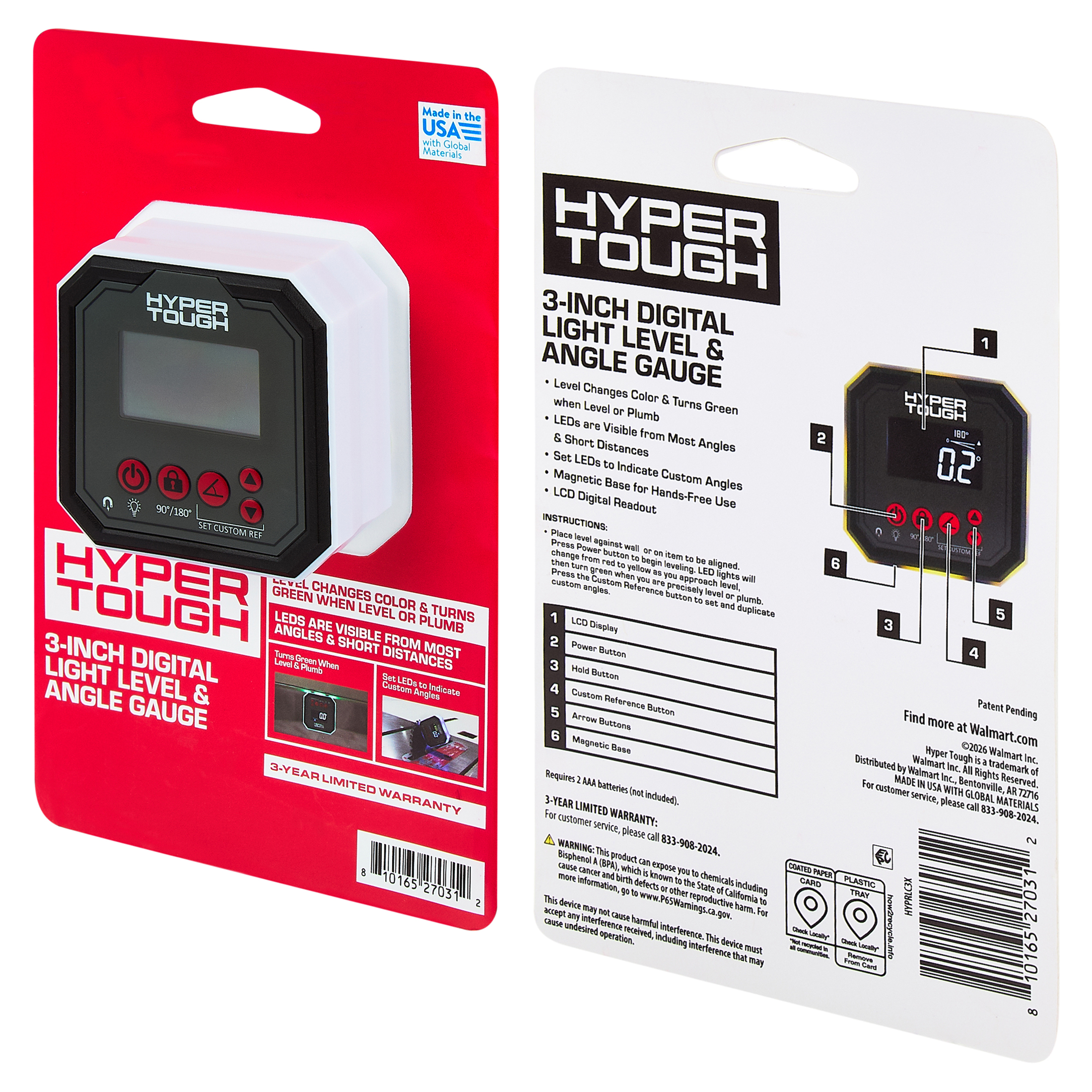 Hyper Tough 3-Inch Digital Light Level and Angle Gauge photo 8