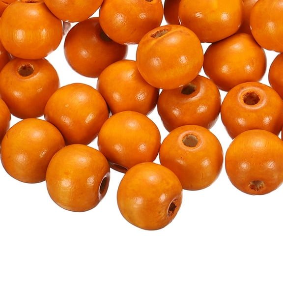 Uxcell 100 Pack Large Hole Wooden Beads, 18 x 20mm Unfinished Natural Round Wood Spacer Beads Hair Braid Barrel Bead for DIY Crafts Hair Macrame Jewelry Making, Orange