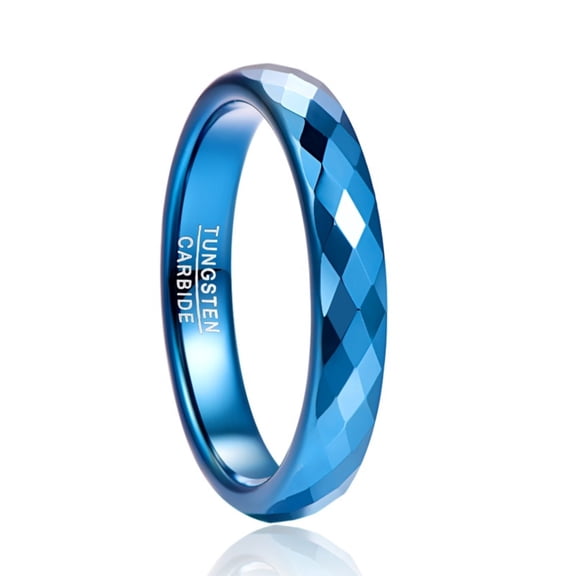 Tungsten Steel Ring 4mm Blue Rhombus Men's and Women's Tungsten Steel Ring