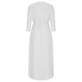 thumbnail image 5 of ZZwxWA Women 3/4 Sleeve V Neck Maxi Dress Summer Casual Solid Elastic High Waist Side Split Long Dress with Pockets, 5 of 5
