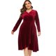 thumbnail image 5 of Vestido de talla grande para mujer Cuello cruzado de terciopelo Cuello en V Cintura alta Drapea Irfora Vestido de mujer, 5 of 7