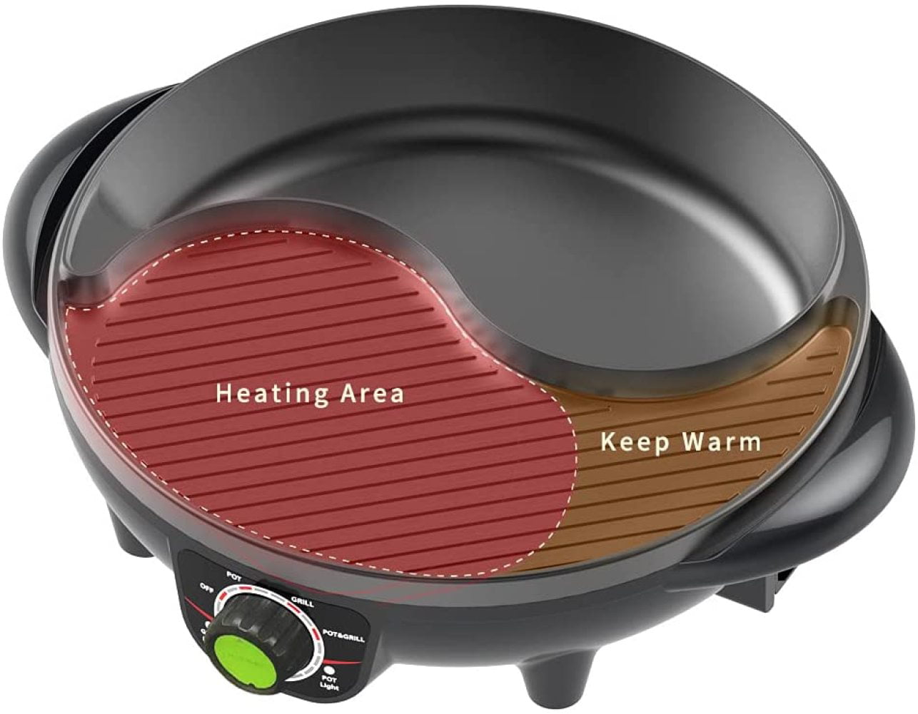 LIVEN Electric Hot Pot with Grill and Non-Stick Coating 1300W 