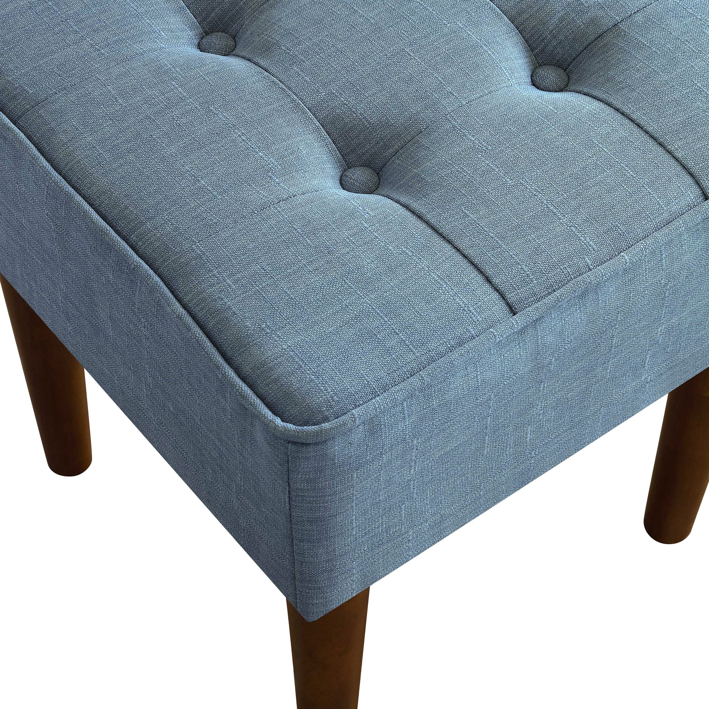 Elle Decor Aria Tufted Upholstered Ottoman Foot Rest Stool, French Blue