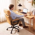 thumbnail image 4 of Patbrela Office Chair PU Leather Comfy Swivel Desk Chairs with 6-Position Adjustable Headrest, Brown, 4 of 9
