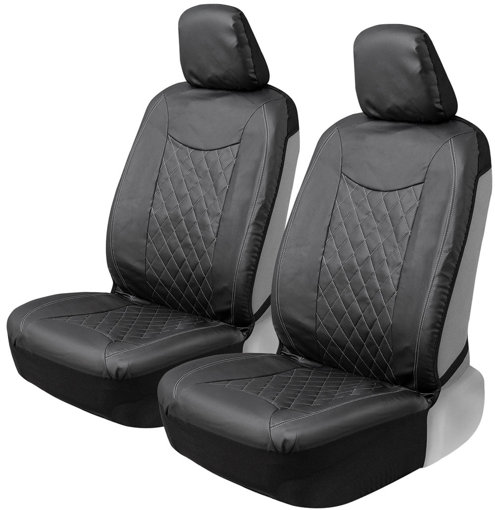 Motor Trend Stitched Faux Leather Car Seat Covers for Front Seats