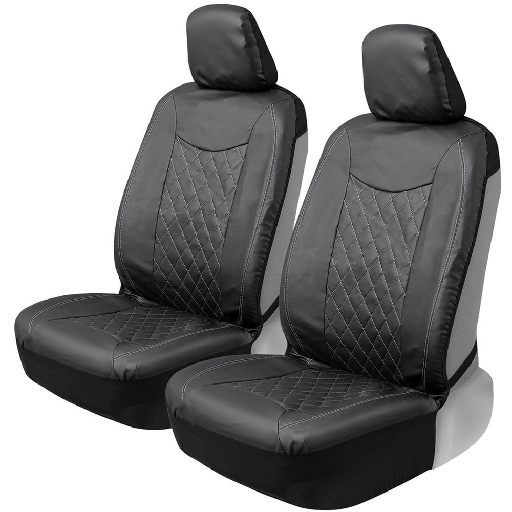 Motor Trend Stitched Faux Leather Car Seat Covers for Front Seats