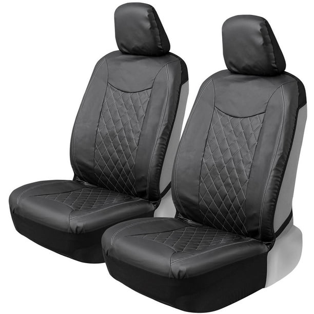 Motor Trend Stitched Faux Leather Car Seat Covers For Front Seats Black Luxurious Protection Auto Truck Van And Suv Com - Motor Trend Premium Faux Leather Car Seat Covers