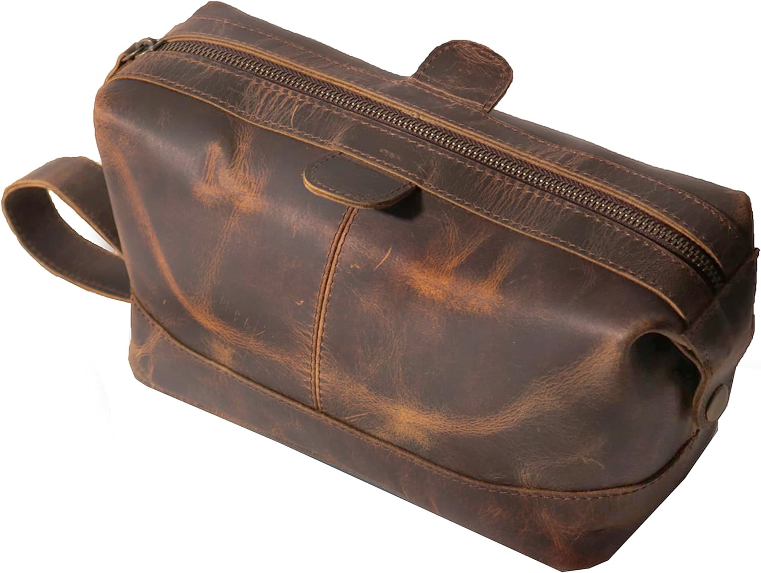 Jaald Leather Toiletry Bag Dopp Kit Travel Case Organizer Makeup Vanity Bag Shaving Grooming Kit Toiletries Purse Gift for Men Women