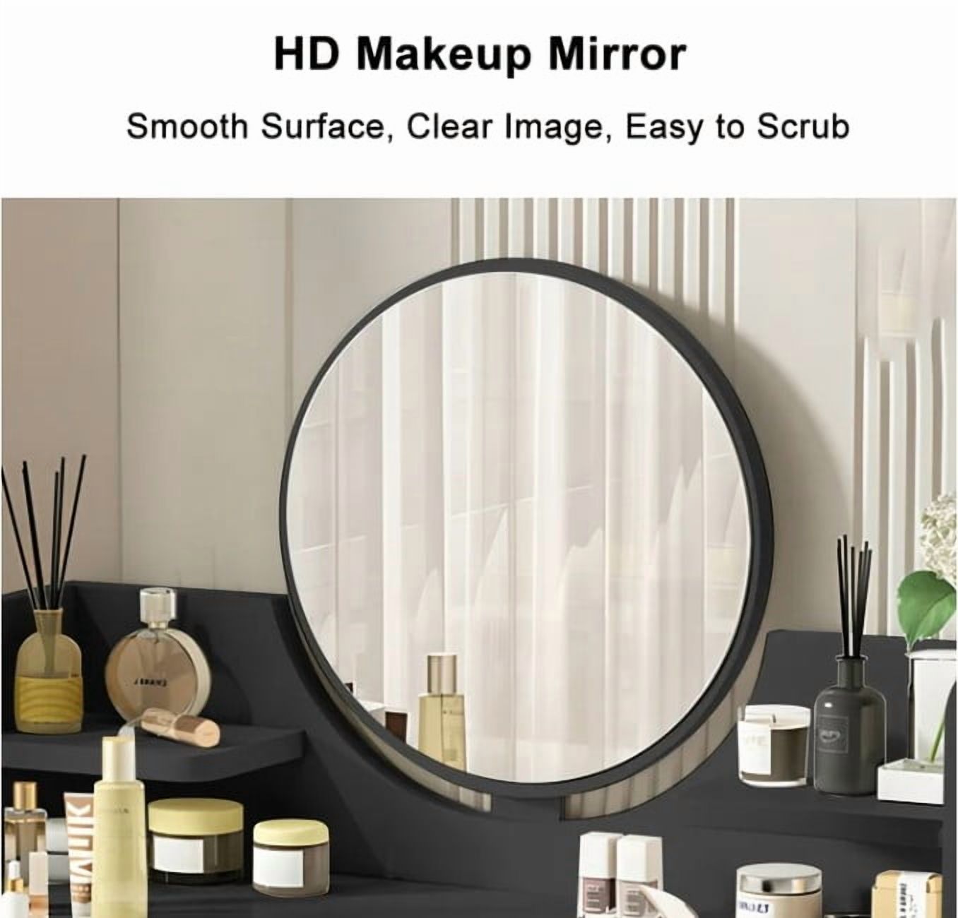 Vanity Desk Set with Mirror, Makeup Table with 2 Drawers, Black