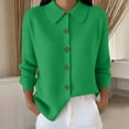 thumbnail image 5 of cocolona Cardigan Sweaters for Women Lapel Casual Long Sleeve Knit Button Blouses Fall Solid Color Lightweight Sweater Coats, 5 of 6