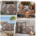 thumbnail image 5 of Orange Blue Boho Southwestern Outdoor Waterproof Pillow Covers, Traditional Ethnic Classical Decorative Square Throw Pillowcase Sofa Cushion Sham for Patio/Couch/Chair, 24"x24" 2 Pack, 5 of 8