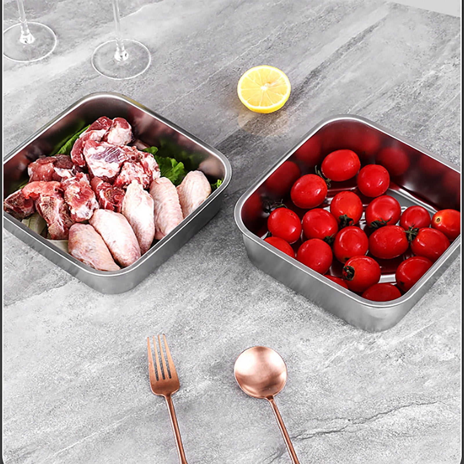 Yakimoto Set of 4 Stainless Steel Airtight Food Storage Containers with Lids, 1800ml 60oz, Bento Lunch Box for Meal Prep