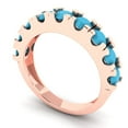 thumbnail image 2 of 1.53 ctw Wedding Band for Women - 14K Rose Gold Simulated Turquoise Stackable Eternity Ring, 2 of 6