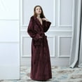 thumbnail image 2 of HAPIMO Savings Women's Robes Soft Sleepwear Cotton Plush Robe Warm Fleece Bathrobe Ankle Length Long Winter Bath Robes Nightgown Wine XL, 2 of 5