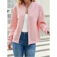 thumbnail image 4 of Women'S Zip Up Cardigan Sweater Hoodies Long Sleeve Jacket Outfits Crewneck Casual Coat Pink L, 4 of 10