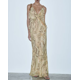 thumbnail image 4 of Vestido de tirantes con volantes vintage de TEELYNN para mujer, cuello en V, sin mangas, estilo bohemio, de gasa, estampado, elegante, para mujer, vestidos largos de verano, 4 of 5