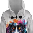 thumbnail image 4 of Watercolor Drip Bernese Mountain Dog Pop Art Colorful Portrait Artwork All Over Print 3D Hooded Duffle Toggle Coat Berner Lover Gifts - 01009, 4 of 6
