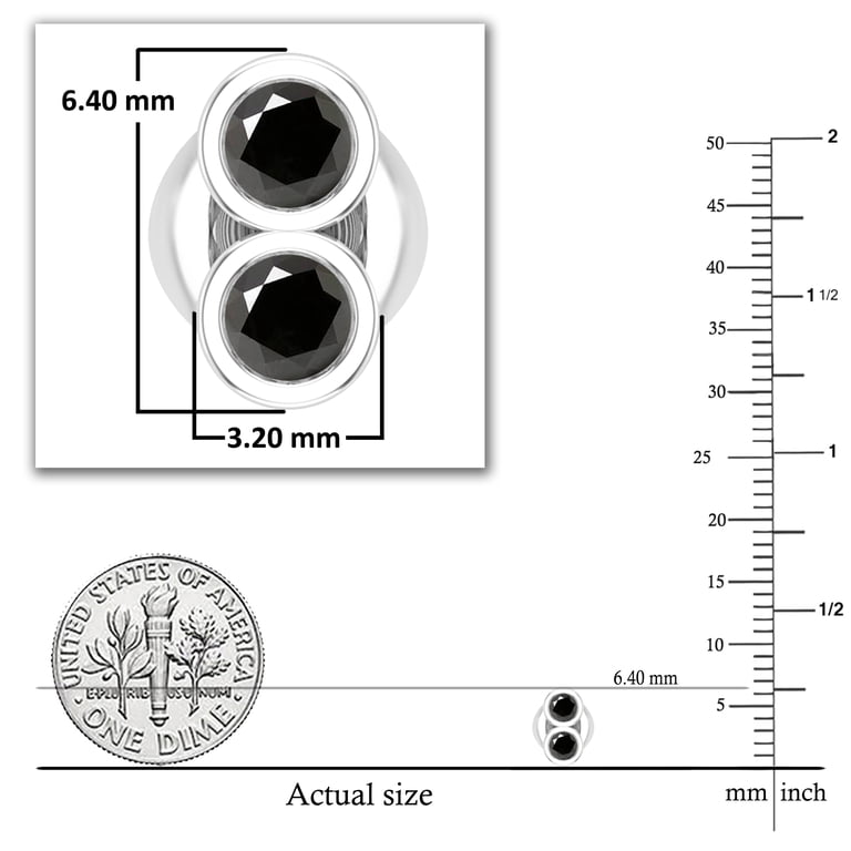 Dazzlingrock Round Black Diamond Stud Earrings For Men | 0.12 Ctw In Sterling Silver