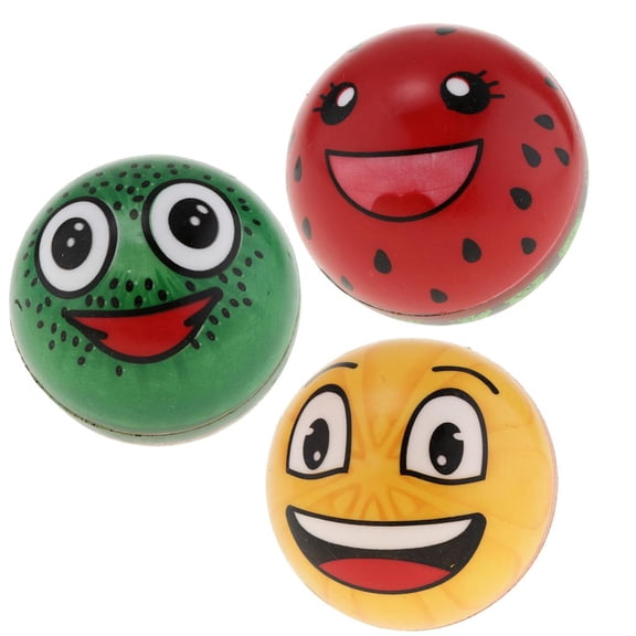 Paquete de 3 rellenos para juguetes educativos con pelota rebotada de 3 pulgadas en PVC Fruta
