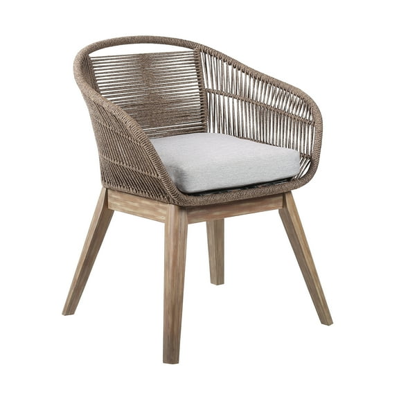Outdoor Dining Chair - Eucalyptus WoodRope Accent - Patio Furniture with Cushion