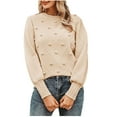 thumbnail image 2 of CaiJunJia Sweaters,Fall Fashion Women Pure Colour Hairball Round-Neck Sweater, 2 of 6