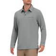 thumbnail image 5 of INSPIRE CHIC Men's Long Sleeve Golf Shirt Contrast Collar Button Placket Regular Fit Active Top M Gray, 5 of 6