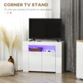 thumbnail image 4 of HOMCOM Corner TV Stand High Gloss TV Cabinet with LED Lights Remote White, 4 of 10