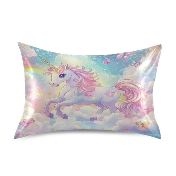 Satin Pillowcase Soft and Smooth Pillow Case for Hair and Skin Rainbow Colors Unicorn