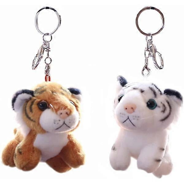 2pcs Plush Keychain Stuffed Tiger Toy Soft Animal Charm Keychain Cute Keychain for Kids Bag Wallet Backpack Handbag