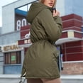 thumbnail image 4 of FAIWAD Women's Winter Hooded Puffer Jacket Mid Length Warm Plus Size Zip Adjustable Drawstring Down Jacket, 4 of 4
