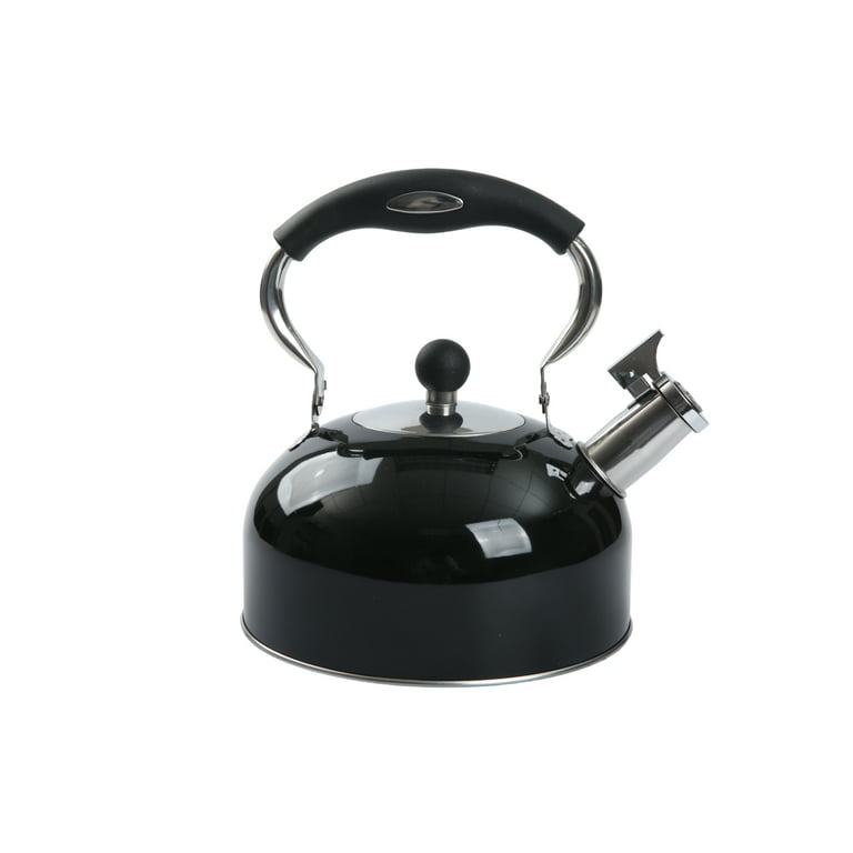 Mainstays Stainless Steel Whistling Tea Kettle - Black - 2.5 L