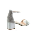 thumbnail image 2 of Nataly-10 Open Toe Rhinestone Ankle Strap Buckle Low Chunky Heels Causal Sandals Shoes ( Silver, 6), 2 of 2