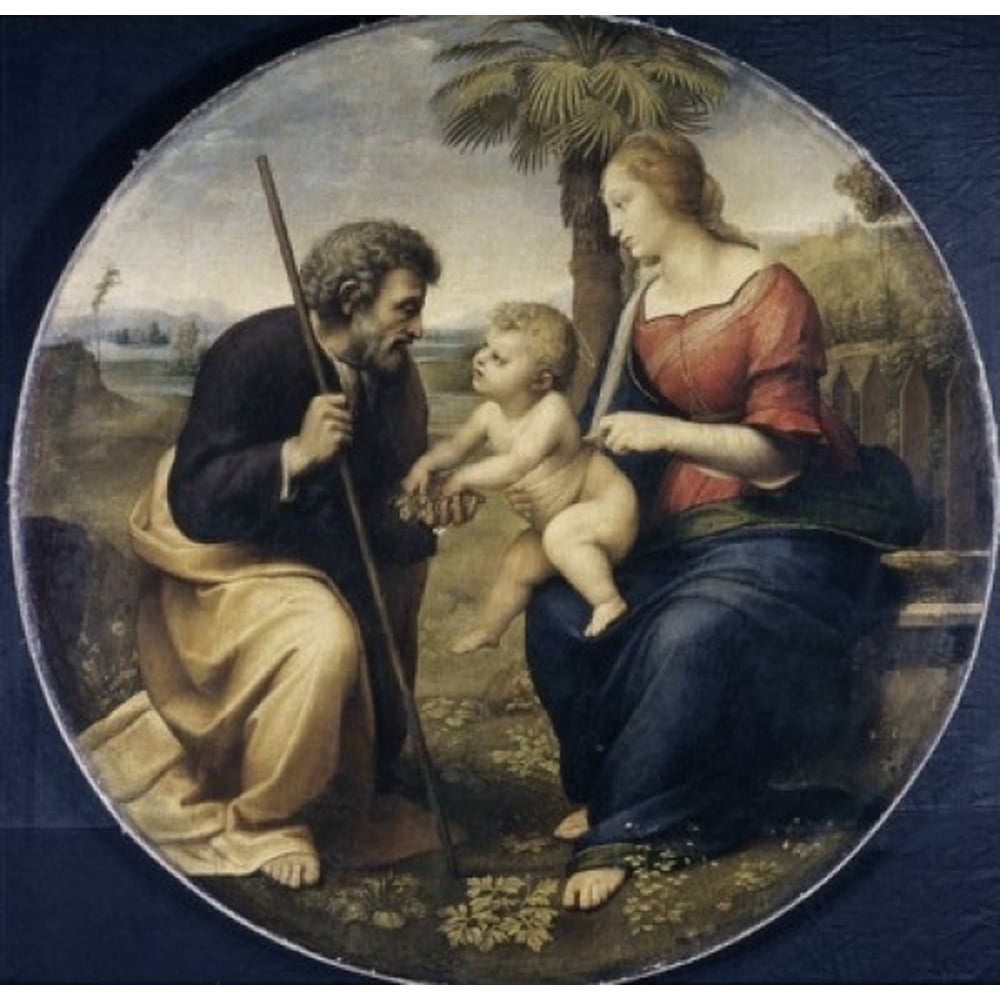 The Holy Family Raphael (14831520/Italian) Oil on Wood Panel Poster