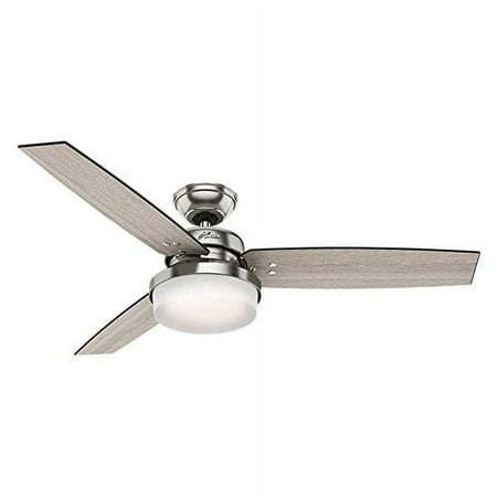 Hunter Sentinel 52" Modern Ceiling Fan with LED Light and Remote, Brushed Silver