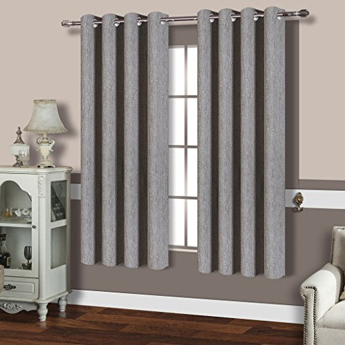 Best Dreamcity Blackout Curtains Pack Of 2 Faux Linen Thermal Insulated Grommet Window Treatment For Bedroom 52 Wide By 63 Long Silver Grey